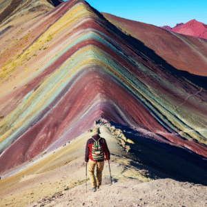 Montaña de los Siete Colores, también conocida como Vinicunca o Montaña Arcoíris, una maravilla geológica ubicada en Cusco, Perú