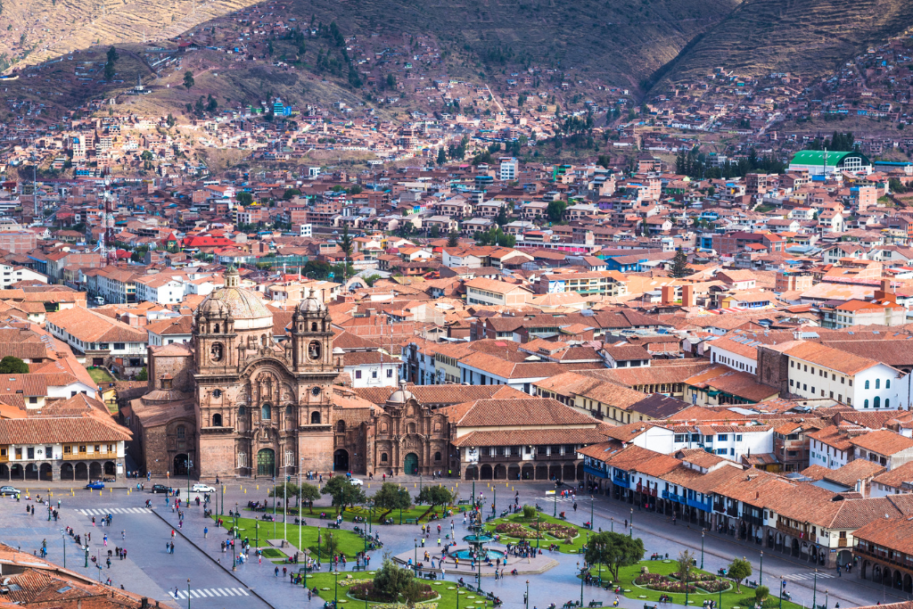 Vista panorámica de la ciudad del Cusco, Perú, patrimonio cultural de la humanidad