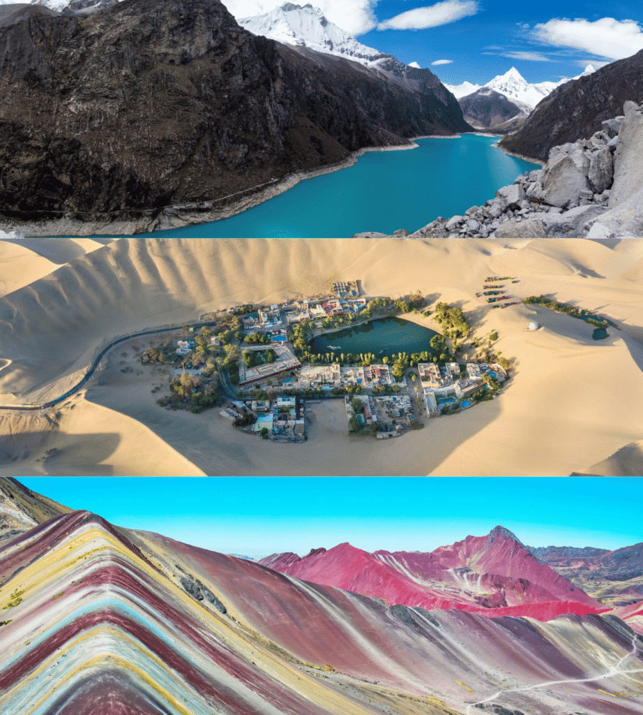 Parón, Huacachina y Montaña de Siete Colores Vistas de Parón, Huacachina y Montaña de Siete Colores Perú